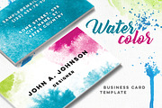 Watercolor Business Card Template, a Business Card Template by lissius (Thumbnail 1 of 5)
