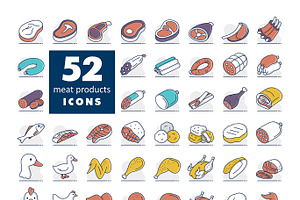 52 Meat Products Vector Icon, an Icon by Nasik-Nosik