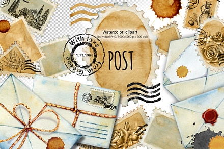 Postal clipart, blank postage stamps
