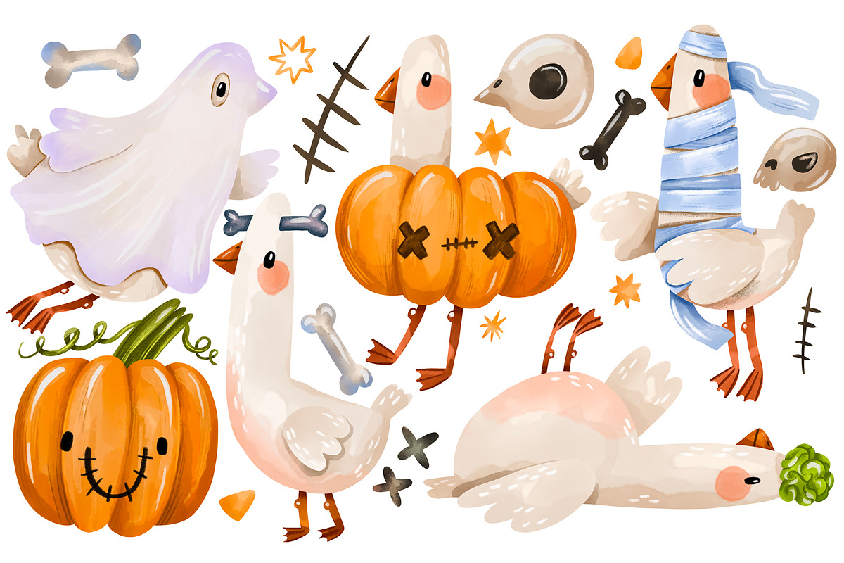 Cute Halloween Geese Clipart Drawn, an Animal Illustration by the_myro (Photo 1 of 7)