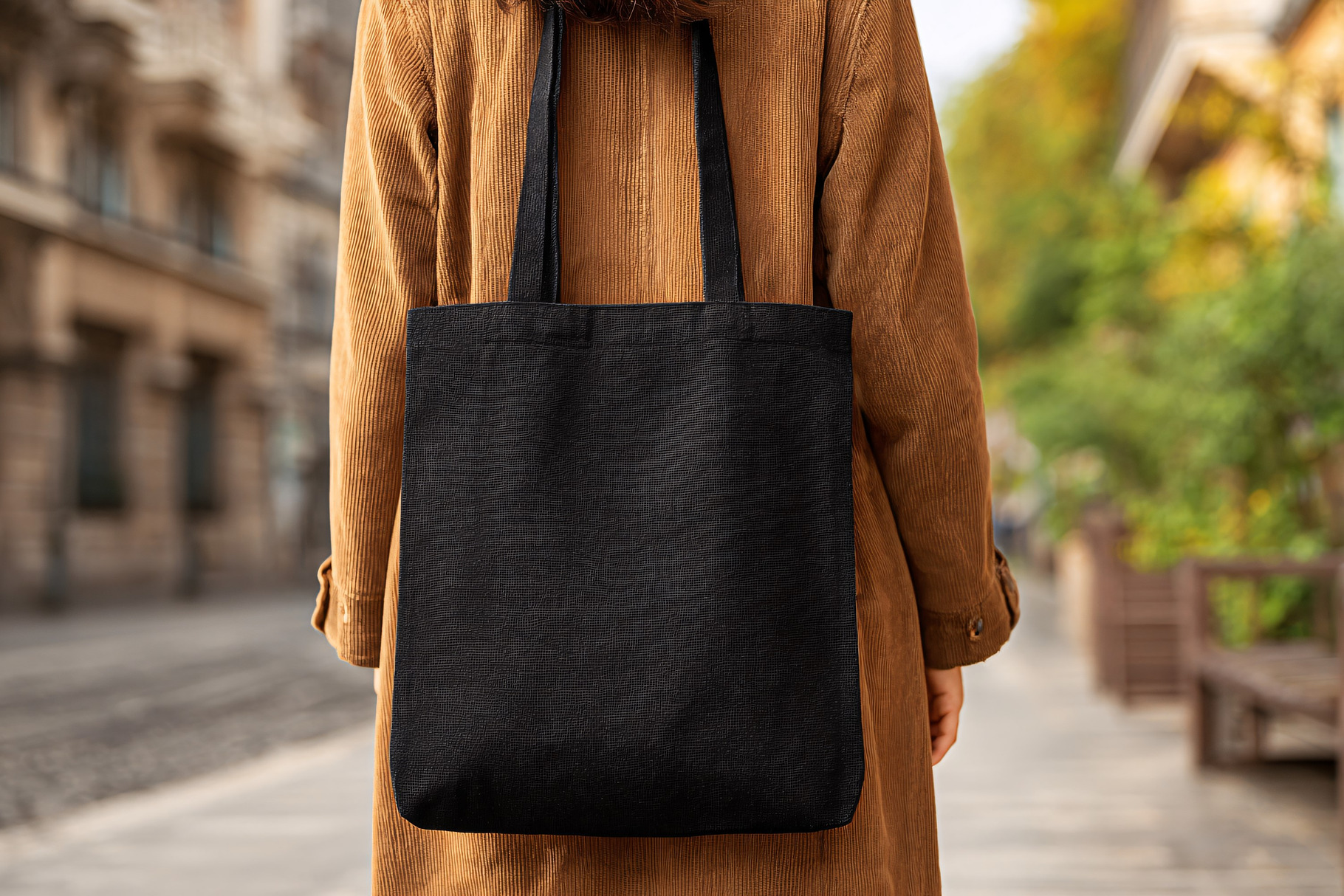 Black Tote Autumn Street Style, a Beauty & Fashion Photo by shahsoft
