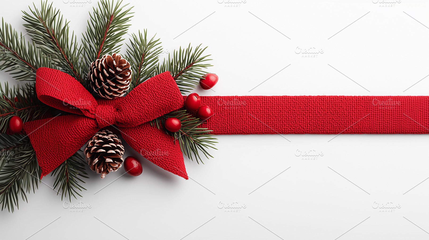 Christmas decoration with red ribbon, a Holiday Photo by MistyDay