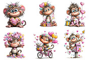 Valentines Day Monkey Sublimation, an Illustration by CreationArt (Thumbnail 5 of 6)