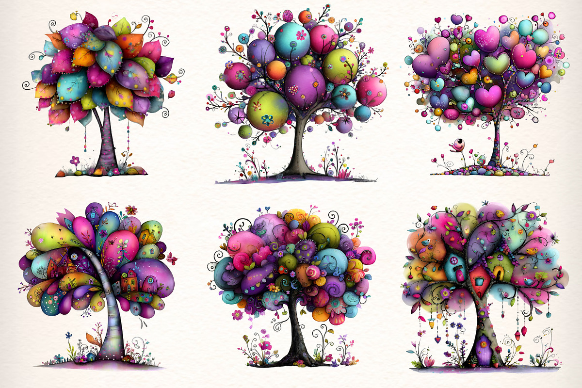 Whimsical Tree Clipart PNG, an Illustration by Dream Creation
