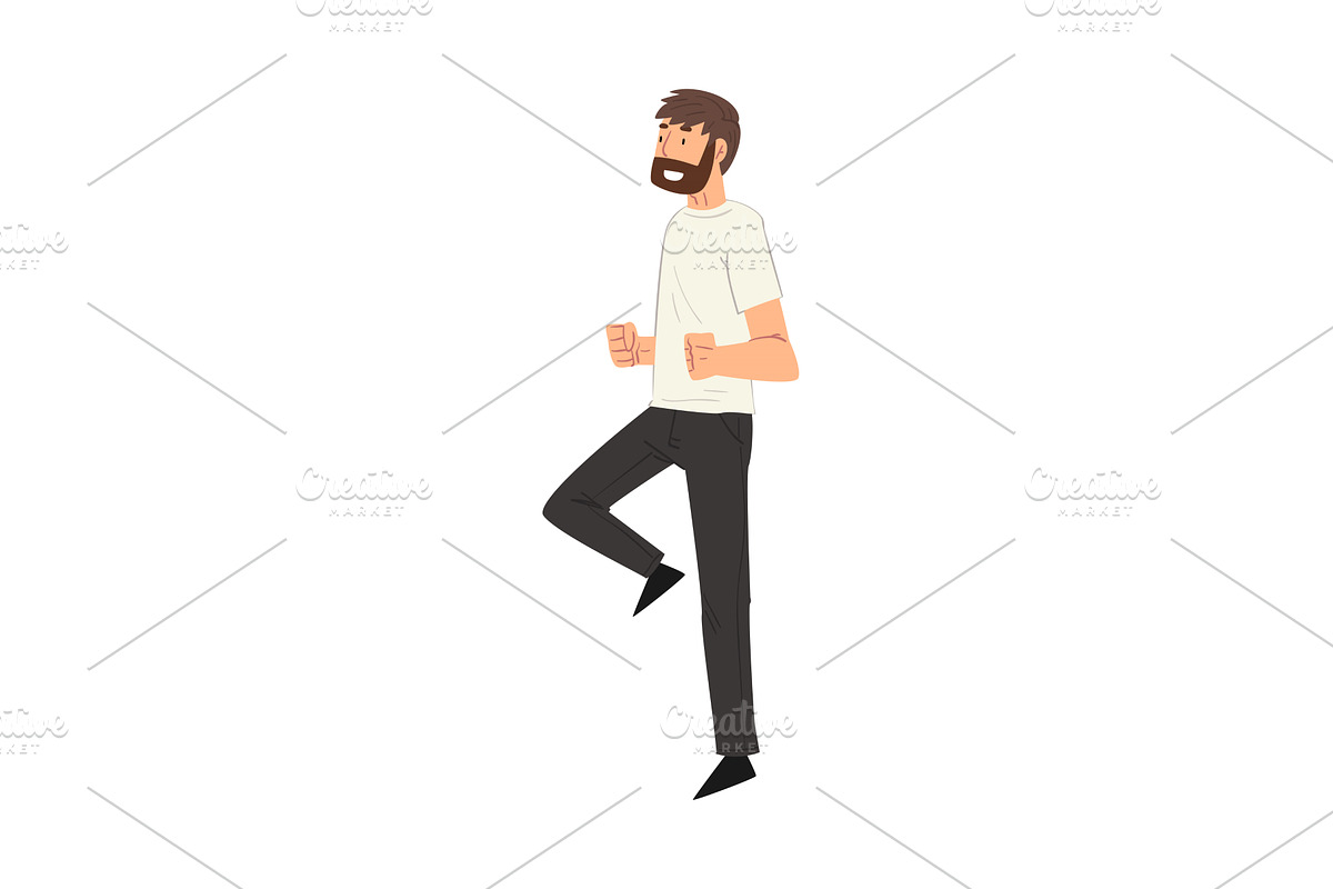 Smiling Bearded Man in Casual, a Sport Illustration by TopVectors