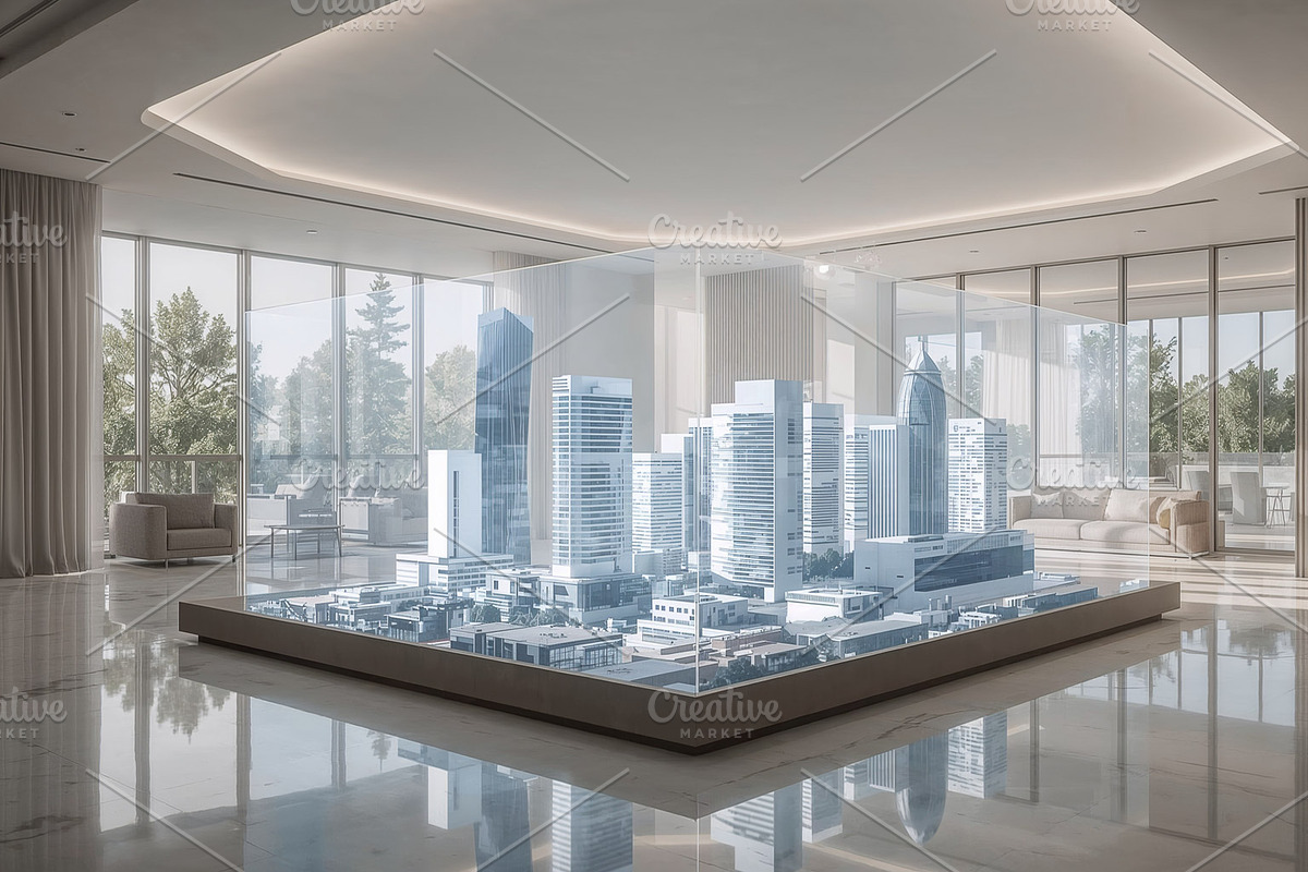 Displaying translucent 3D city, an Illustration by wavebreak