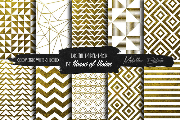 Geometric Wht and Gold Pack preview 4