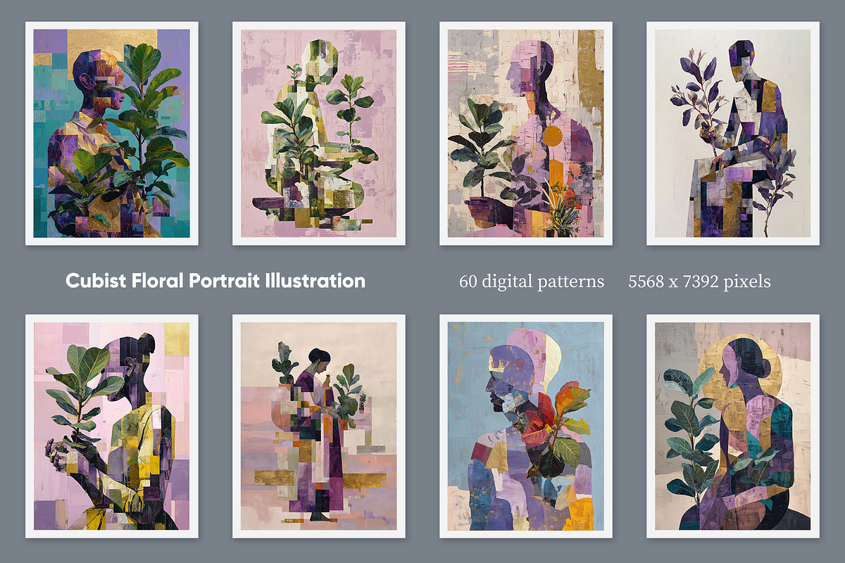 Cubist Floral Portrait Illustration, a Decorative Illustration by Housui Patterns (Photo 6 of 17)
