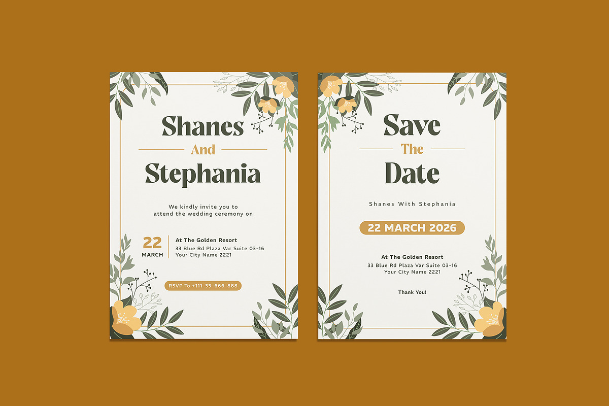 Elegant Floria Wedding Invitation, an Invitation Template by iDoodle Studio (Photo 1 of 4)
