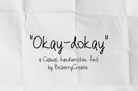 Okay-Dokay Handwriting Font, a Handwritten Font by BilberryCreates