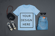 T-Shirt Mockup - Sky Blue Edition, a Shirt Mockup by ForhadGFX (Thumbnail 3 of 12)