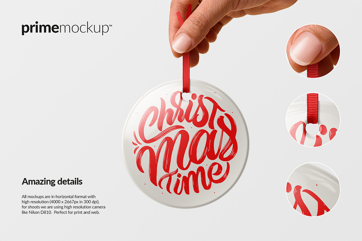 Christmas Ceramic Ornament Mockup, a Product Mockup by PrimeMockup (Photo 5 of 11)