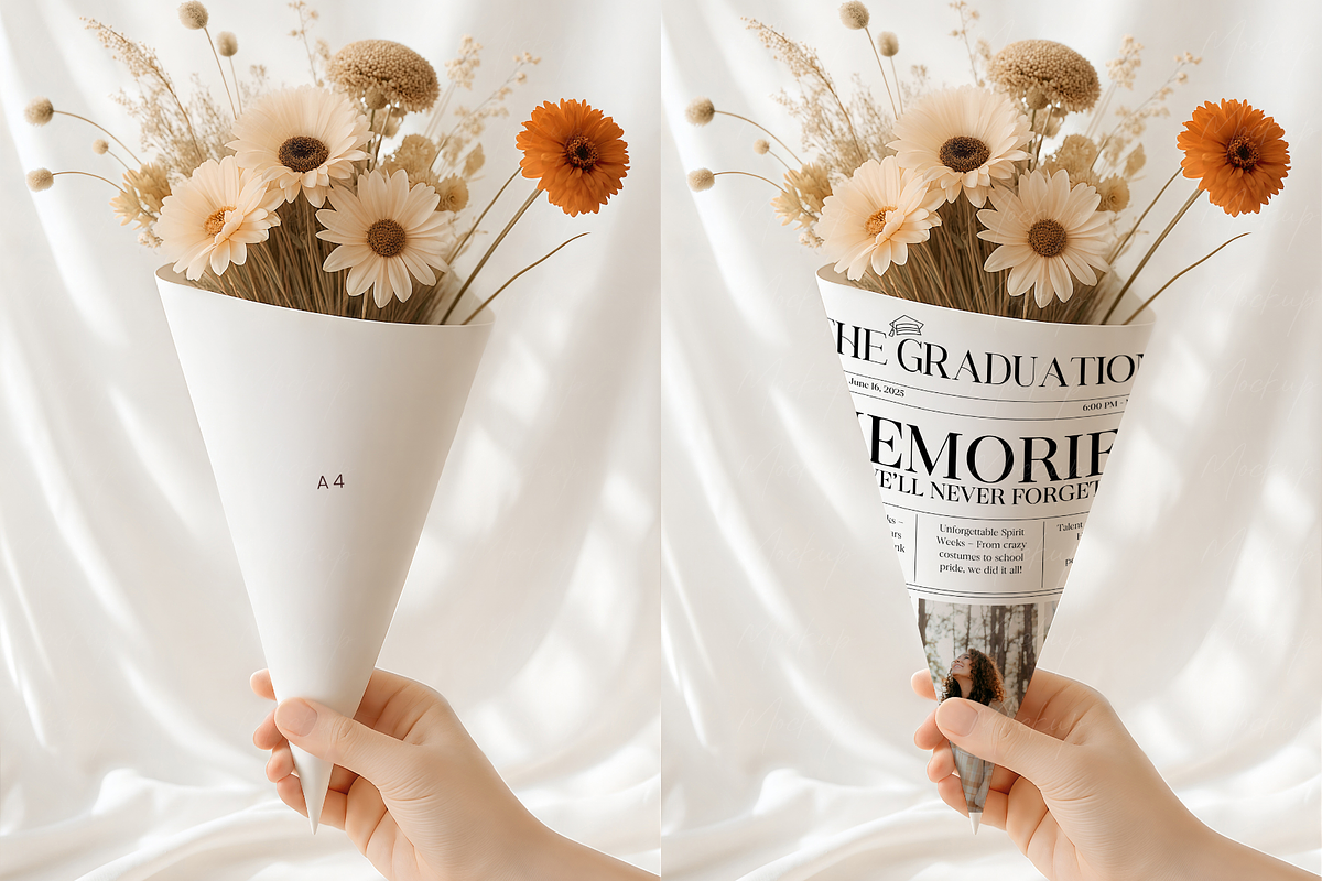 Flower Paper Cone Mockup, a Product Mockup by TatiMockup (Photo 2 of 3)