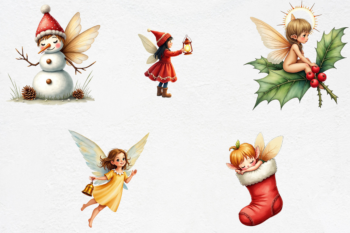Christmas Fairy Sublimation Clipart, an Illustration by CrexoraLab (Photo 3 of 5)