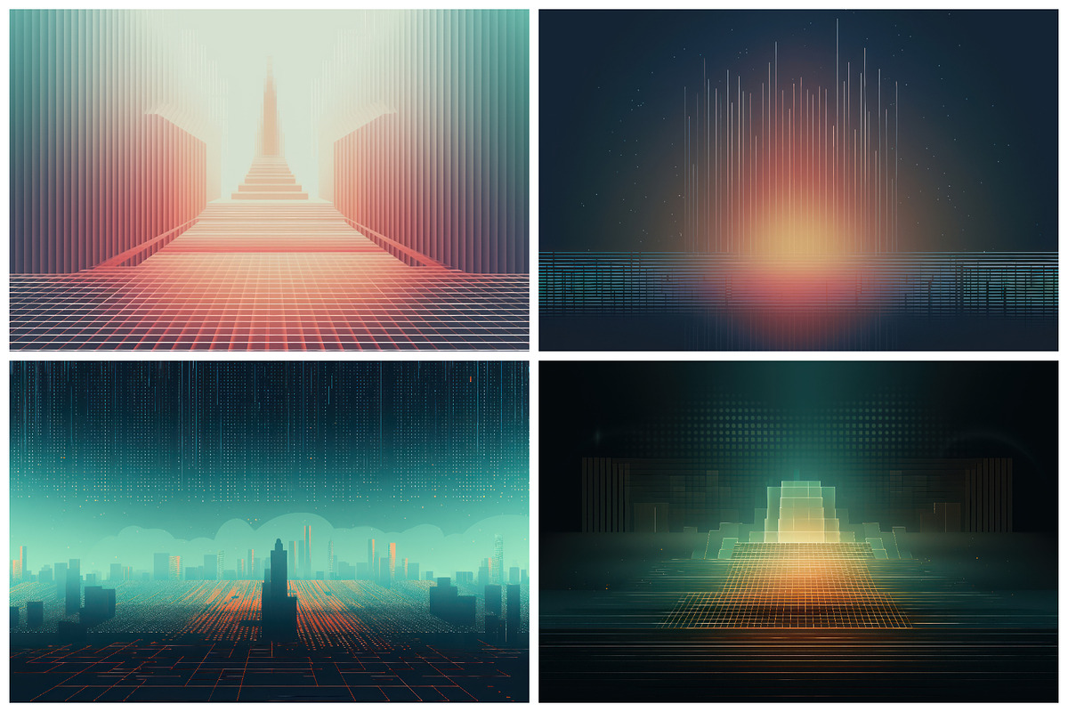 16 Abstract ASCII Art Backgrounds, a Background Graphic by HipFonts