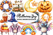Watercolor Halloween Day Clipart, an Illustration by Daily.Designs (Thumbnail 1 of 5)