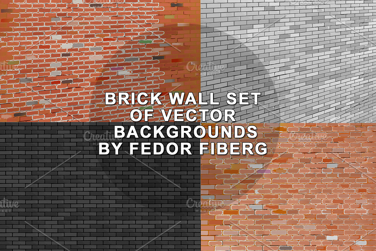 Brick wall set of vector backgrounds, a Texture Graphic by Fedor Fiberg Vector Shop (Photo 1 of 6)