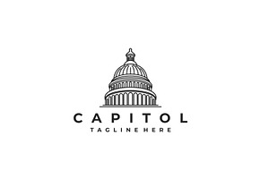 Line art Capitol Dome Logo Design