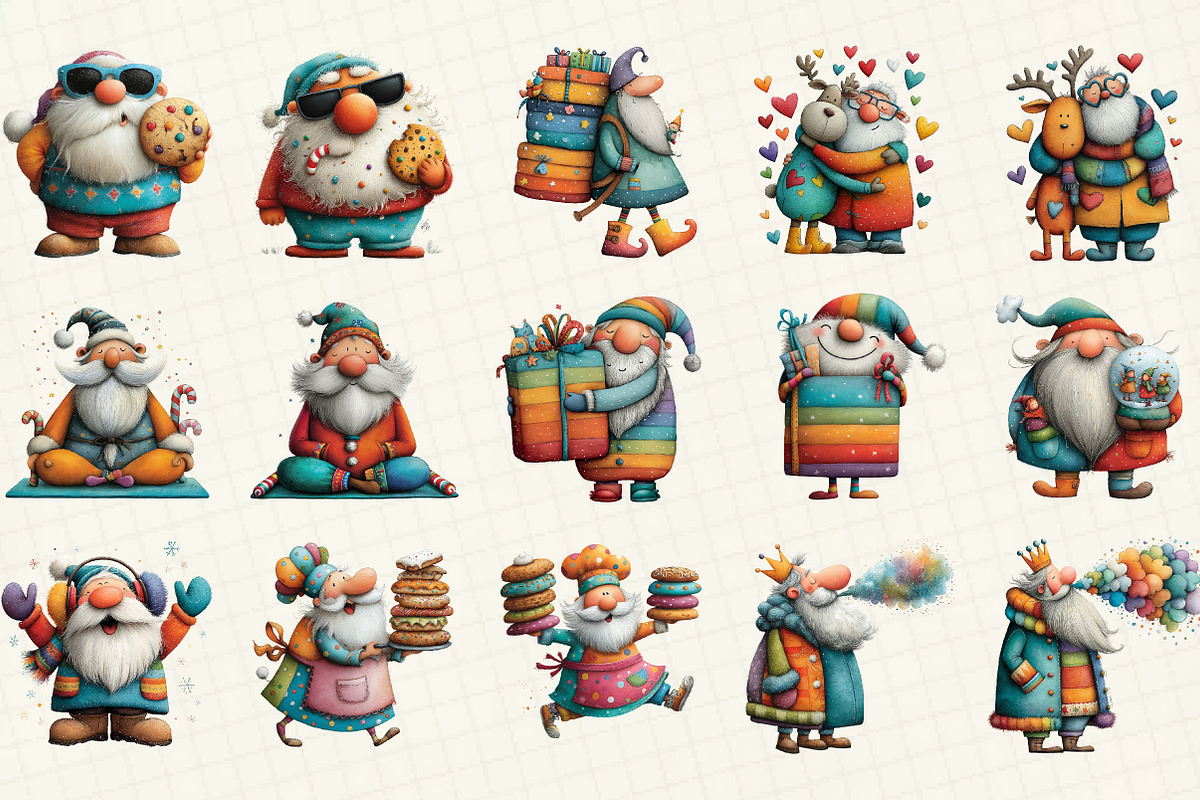Quirky Christmas Santa Clipart, an Illustration by DreamCafeArt (Photo 2 of 6)