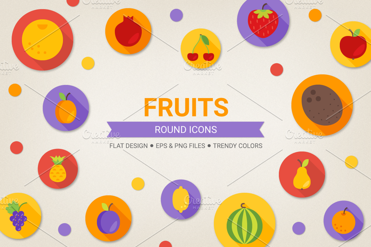 Round fruits icons, an Icon by miumiu