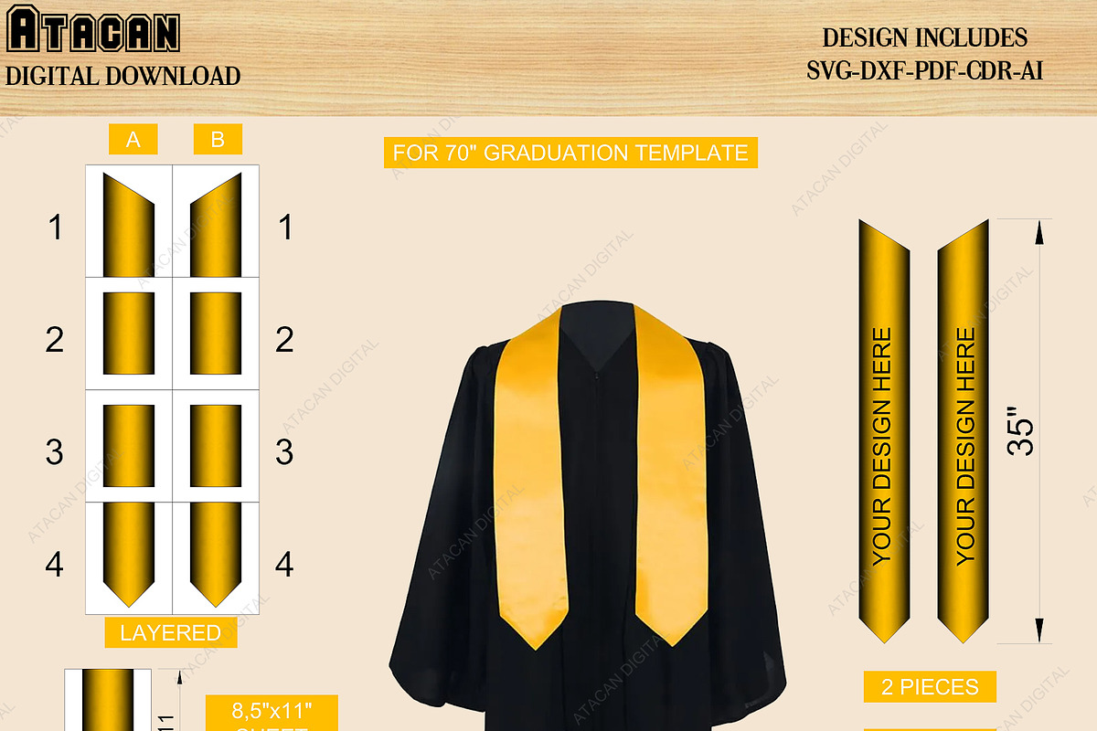 Custom Graduation Stole Template, an Object Graphic by AtacanDigital (Photo 4 of 4)