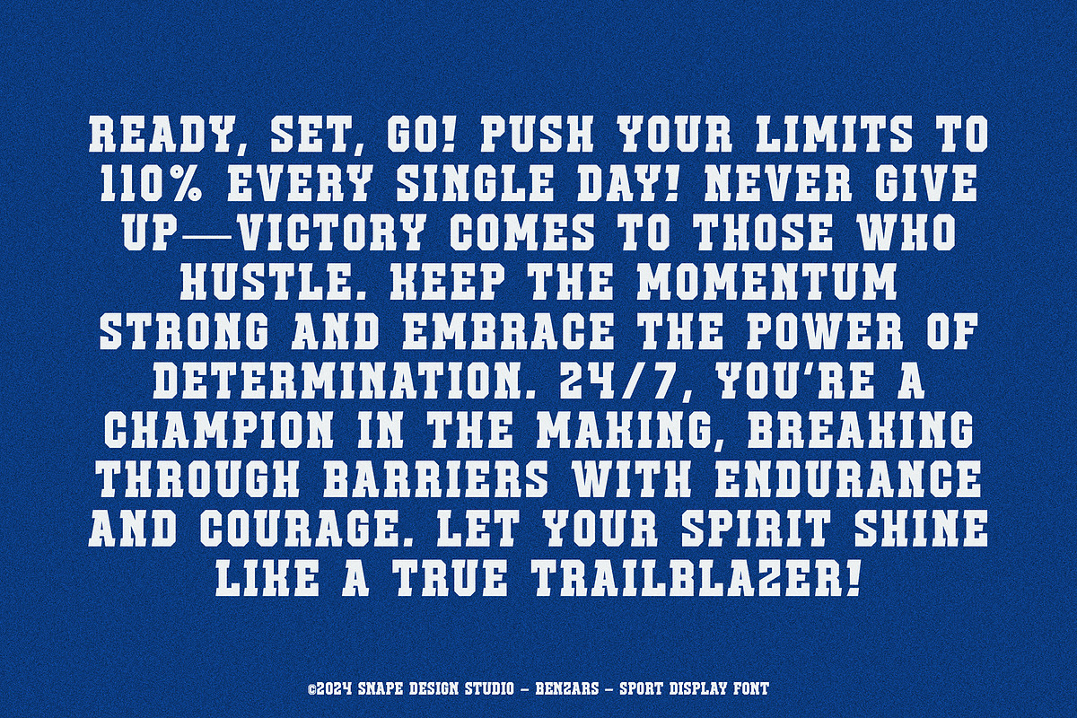 Benzars - Sport Display Font, a Serif Font by Snape Design Studio (Photo 7 of 12)