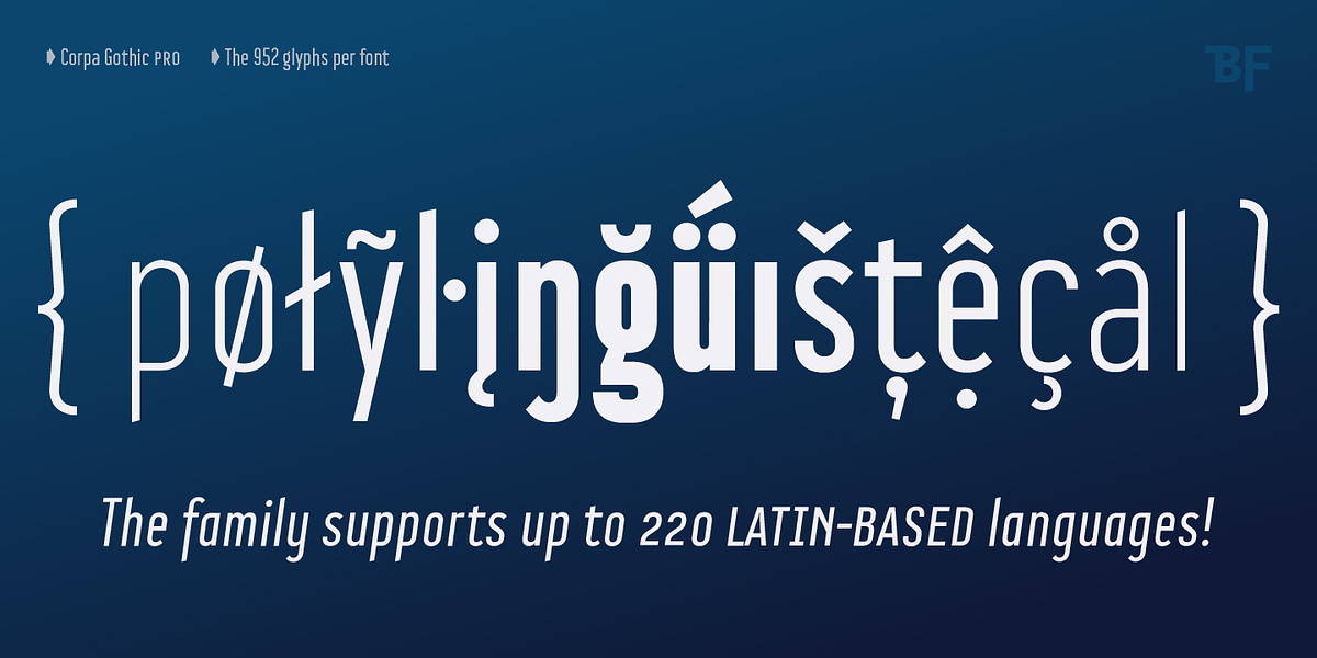 BF Corpa Gothic Pro, a Sans Serif Font by BrassFonts (Photo 15 of 15)