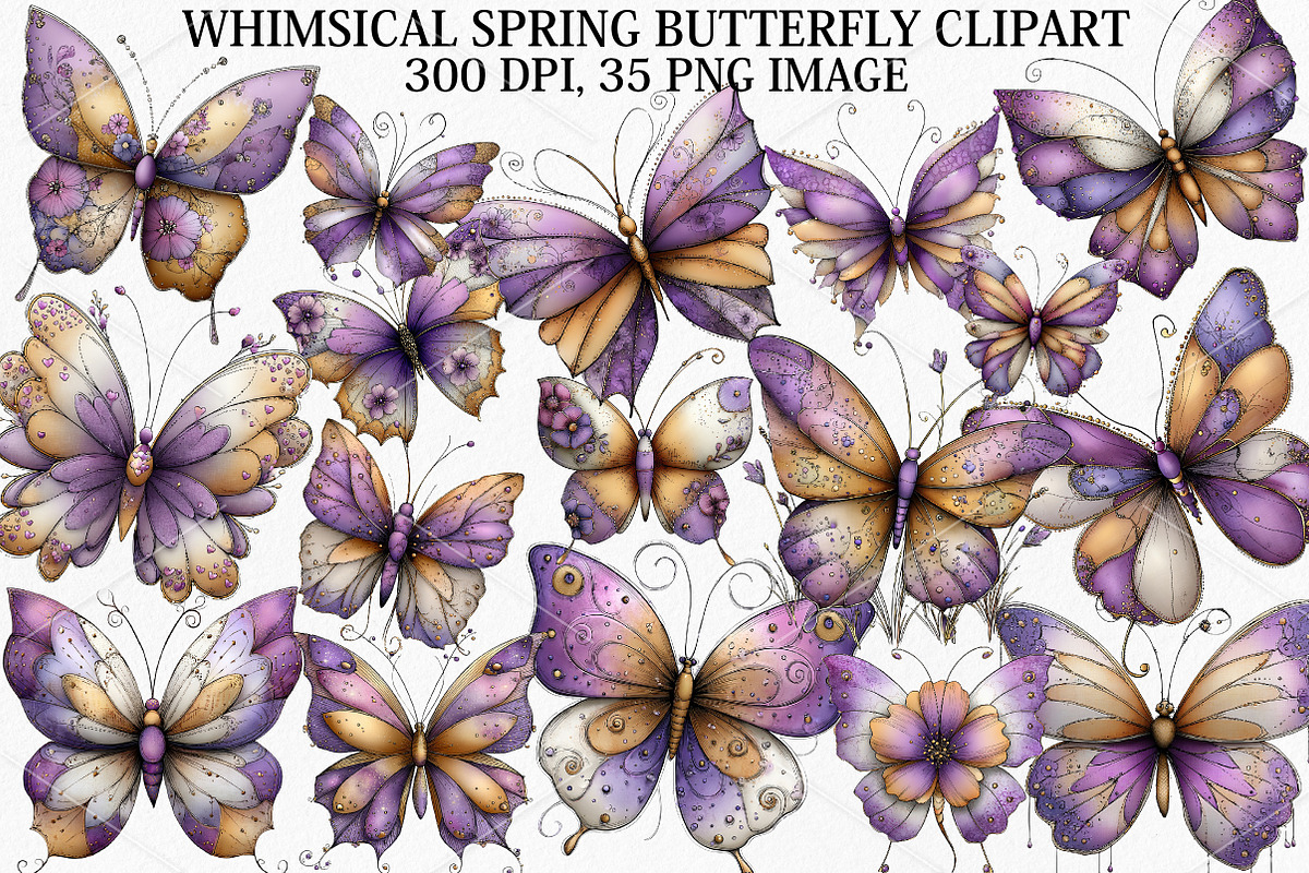 Whimsical Spring Butterfly Clipart, a Seasonal Illustration by Canvas Craft (Photo 1 of 7)