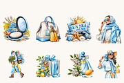 Mediterranean Summer Girl Clipart, a Person Illustration by BusyDaydesign (Thumbnail 2 of 9)