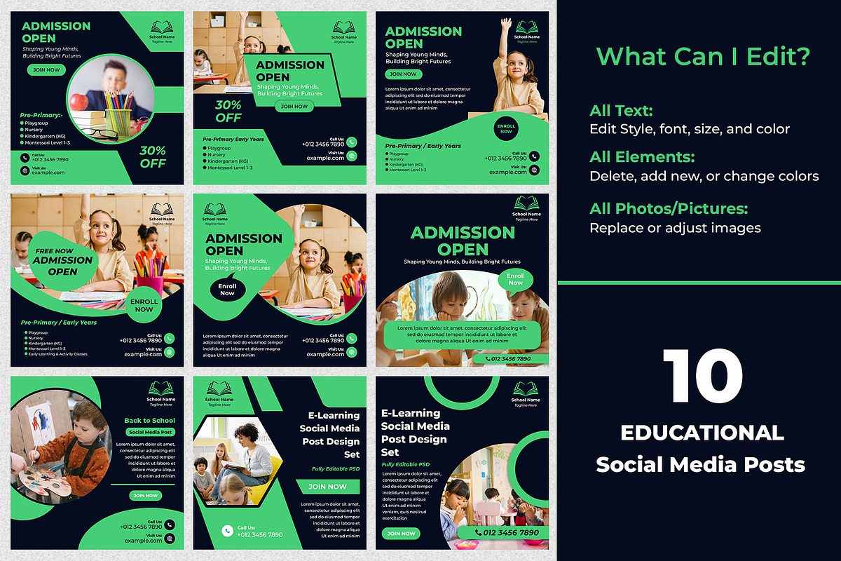 Admission Open Editable Posts, a Social Media Template by Mohammad Sarfaraz (Photo 3 of 5)