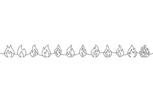 Minimalist outline fire border with, an Object Illustration by GraphiShop
