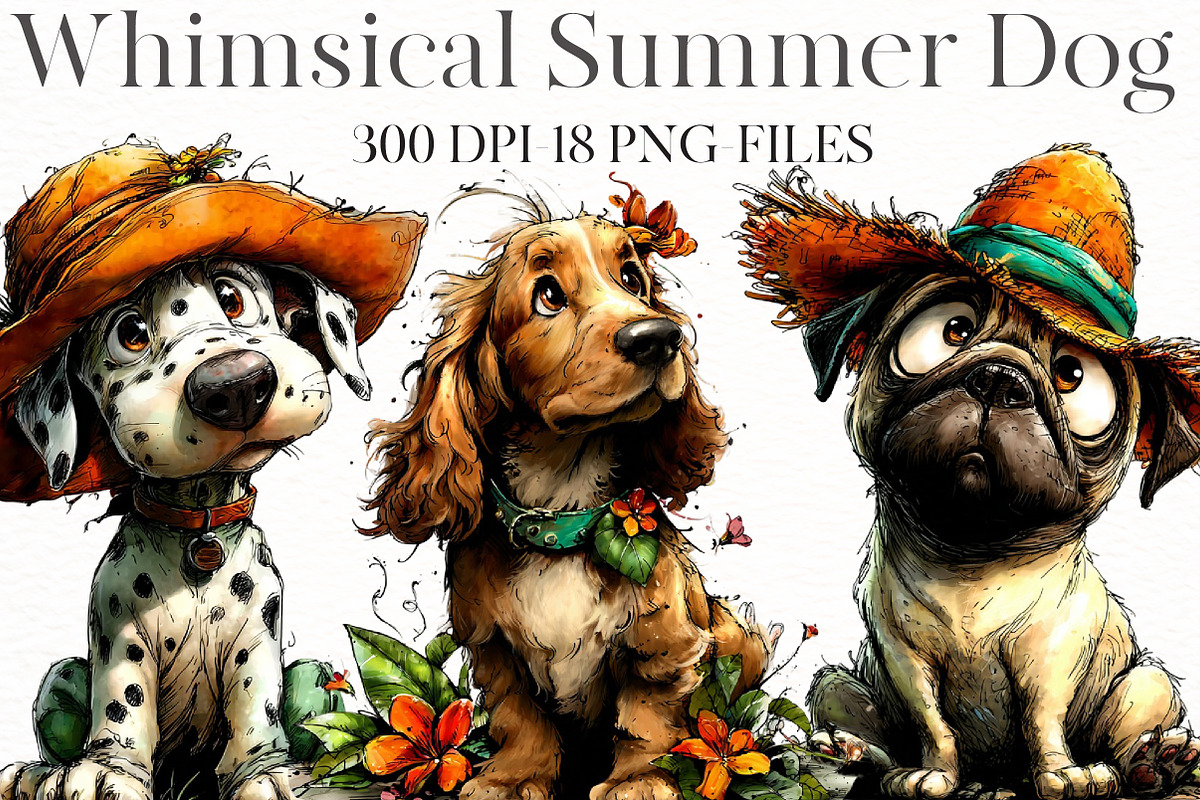 Whimsical Summer Dog clipart, an Illustration by Designworld (Photo 1 of 7)