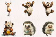 Quirky Woodland Animals Clipart, a Seasonal Illustration by CreationArt (Thumbnail 3 of 7)