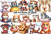 Cute and Funny Cat Clipart Bundle, an Illustration by Libby Wishes (Thumbnail 1 of 5)