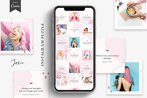 Pink Instagram Puzzle Canva Template