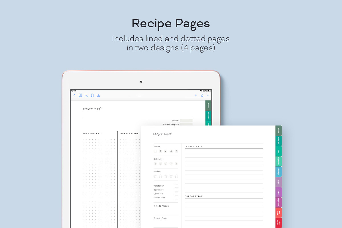 Digital Recipe Book for Goodnotes, a Stationery Template by PickMimi (Photo 2 of 7)