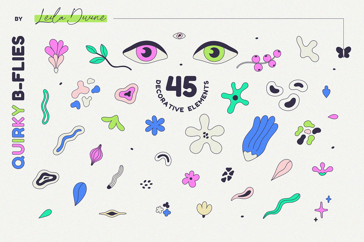 Quirky B-Flies - Clipart Collection, a Graphic by Leila Divine (Photo 6 of 13)