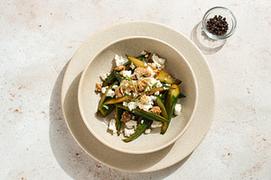 Okra Asian Salad with Feta and Nuts, a Food & Drink Photo by Fascinadora