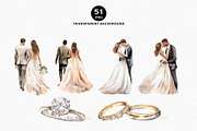 Boho Watercolor Wedding Clipart, a Decorative Illustration by OKArtHub (Thumbnail 3 of 12)