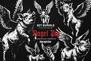 10 Bundle Dark Art Angel Pig Wing, an Illustration by Morspective (Thumbnail 1 of 7)