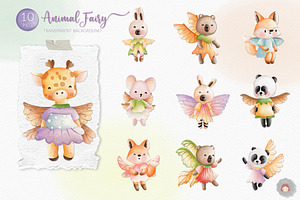 Watercolor Animal Fairy In Spring