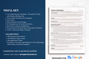 Pink ATS Resume Template Google Docs