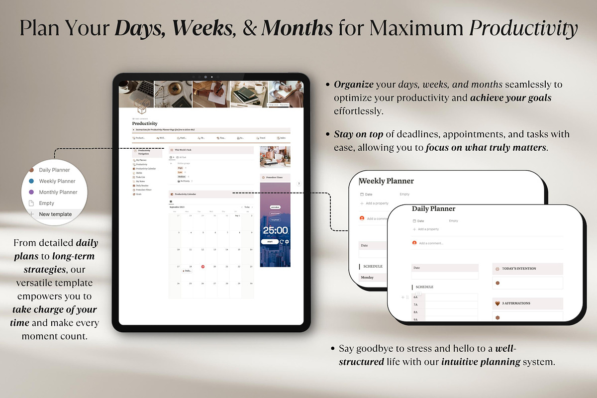 Life Planner Notion Template, an UI Kit Template by The Thrive Society (Photo 3 of 10)
