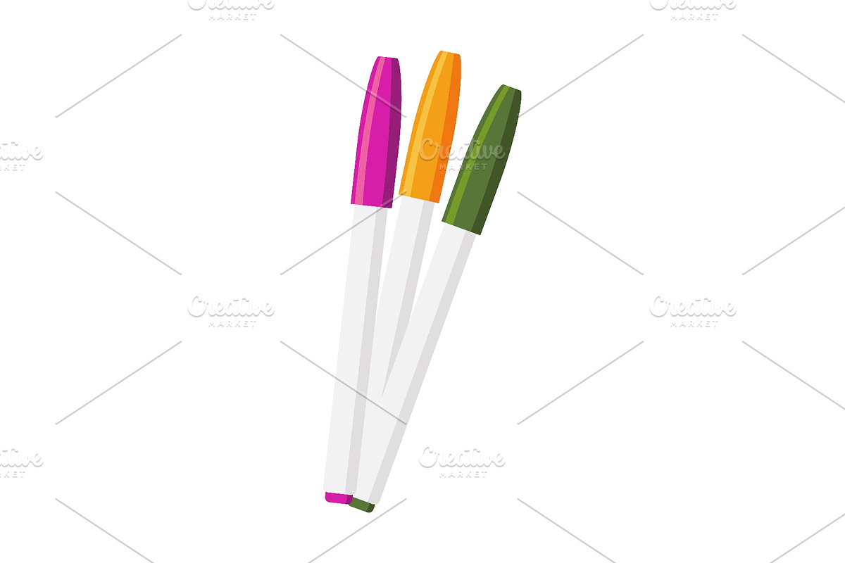 Three colorful marker pens, an Education Illustration by Things for designers (Photo 1 of 3)