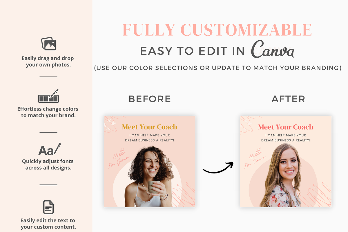 Boho Instagram Templates, Canva, a Social Media Template by Ciera Design Templates (Photo 6 of 10)