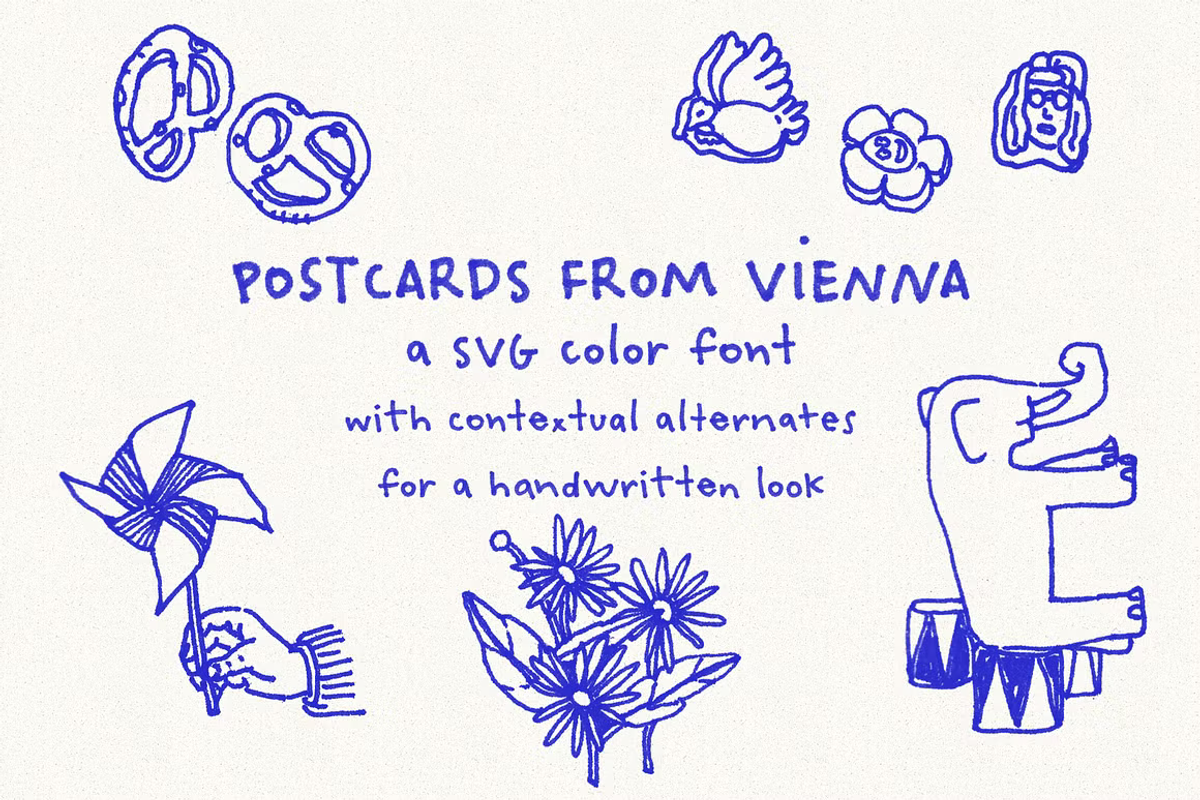Postcards From Vienna SVG Font, a Handwritten Font by Ana's Fonts (Photo 1 of 11)