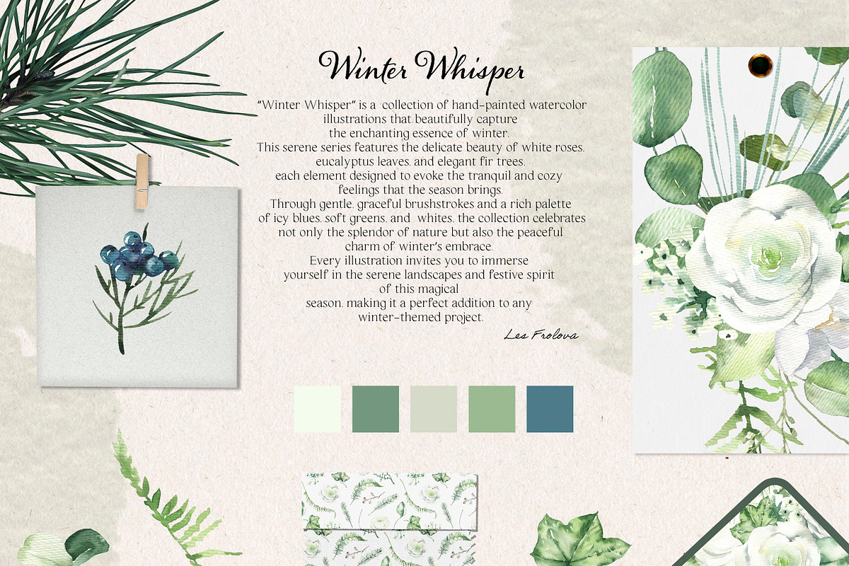 Winter Whisper Watercolor Collection, a Decorative Illustration by Les Frolova (Photo 2 of 10)