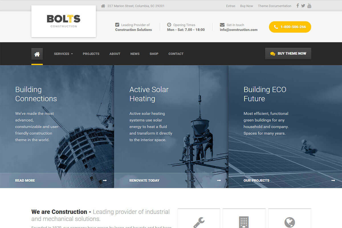 Bolts - Construction and Transport, a WordPress Template by ProteusThemes