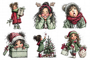 Whimsical Christmas Girl Clipart, an Illustration by Daily.Designs (Thumbnail 8 of 8)