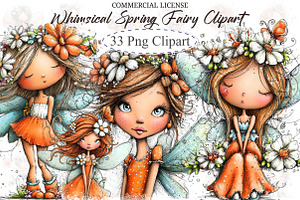 Whimsical Spring Fairy Clipart, an Illustration by designcity5